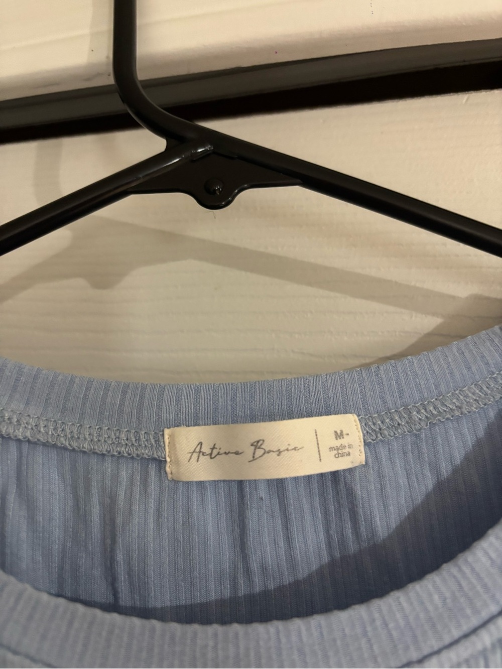 Active Basic Light Blue Ribbed Short Sleeve Tee - Picture 2 of 3